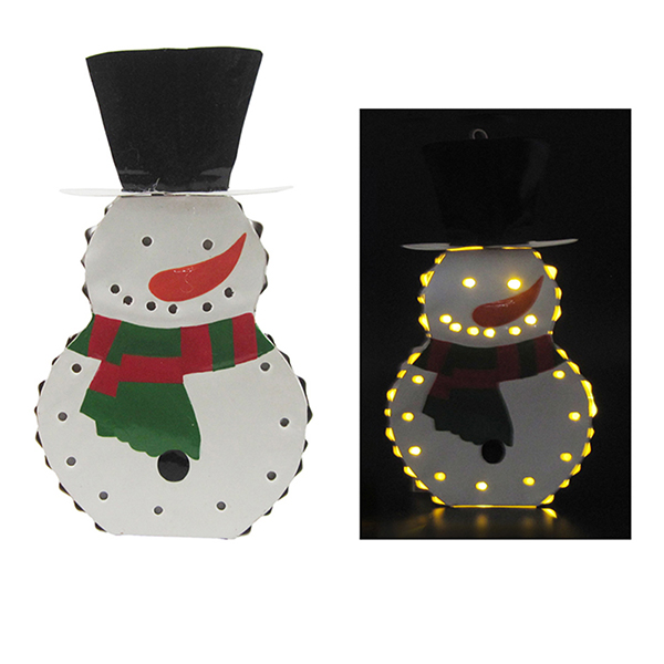 TIN SNOWMAN TABLETOP WITH LED LIGHT
