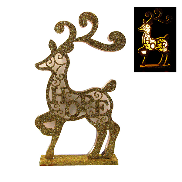 WOOD REINDEER TABLETOP WITH LED LIGHT