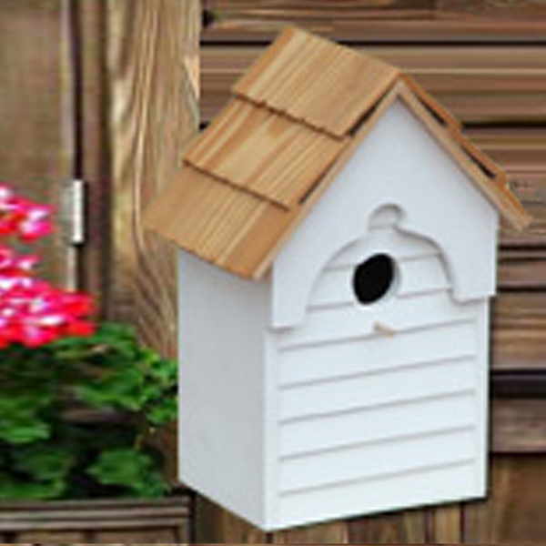 Wooden Birdhouse, with bracket on the back for mounting on the tree
