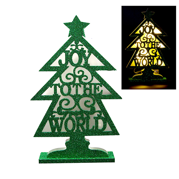 WOOD CHRISTMAS TREE TABLETOP WITH LED LIGHT